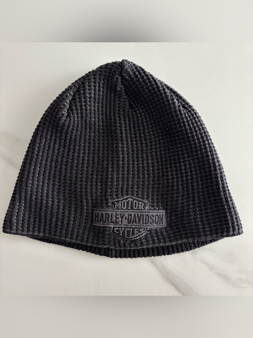 Harley-Davidson Black Waffle Knit Beanie with Embroidered Logo